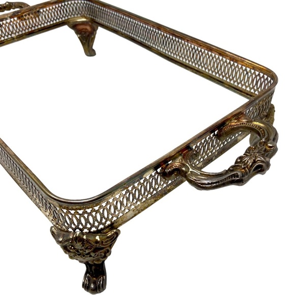 Vintage Beautiful Pyrex Cradle. 9 x 14 x 4” Silver Plated. - Picture 3 of 5